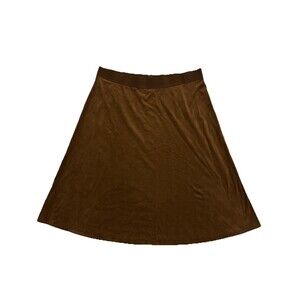 Ruby Rd Woman Size 1X Faux Suede Skirt Brown Fit & Flare Pull On Office Stretch